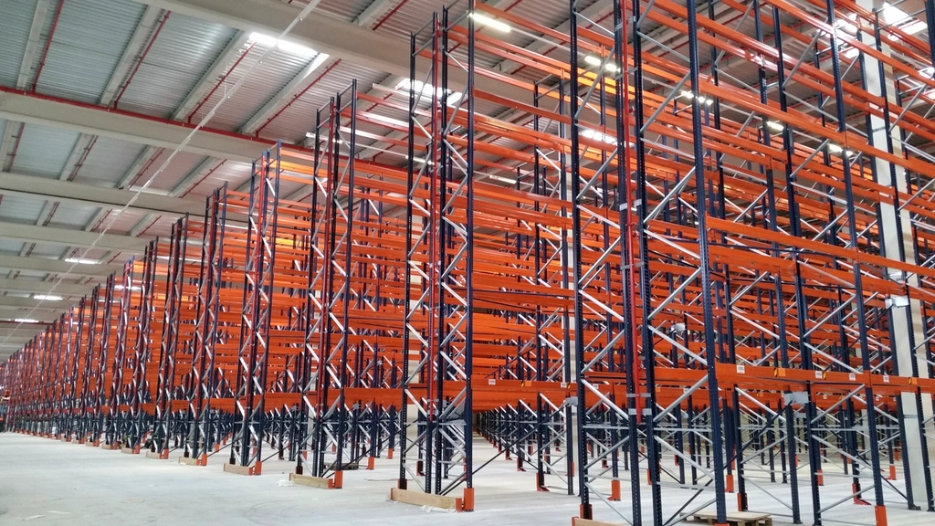 Logistics warehouse with stored equipment